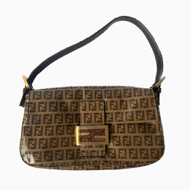 FENDI Baguette Zucchini Print Patent Leather-Luxbags