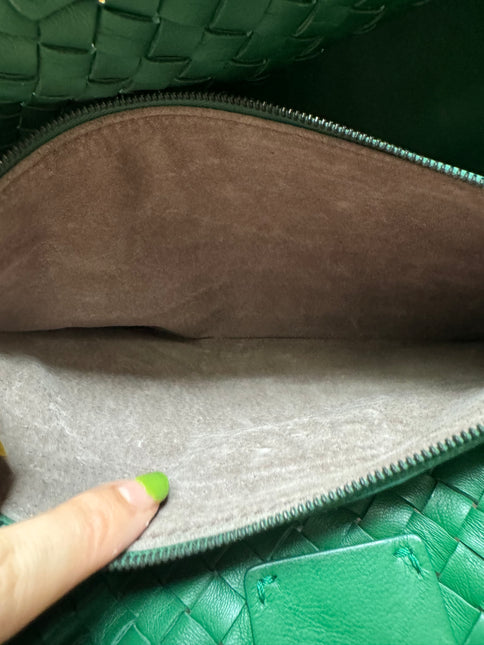 Sold Bottega Veneta Cabat Large Intreccio Leather Tote Bag Dark Green with Pouch 40cm