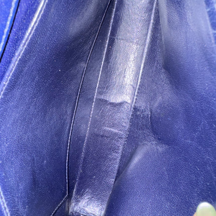 Chanel Vintage Classic Flap Mini Navy Lambskin Mega CC Logo 24k Gold HW, 1989-1991