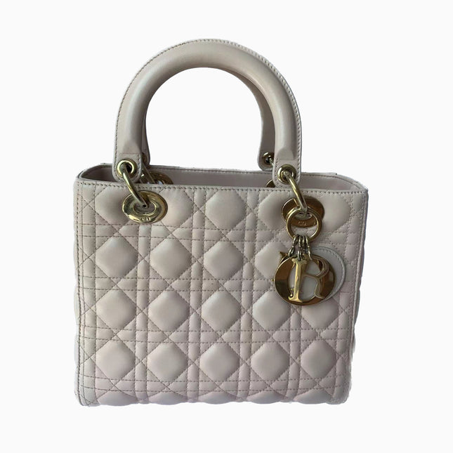 Sold Lady Dior Pink Cannage Leather Medium-Luxbags