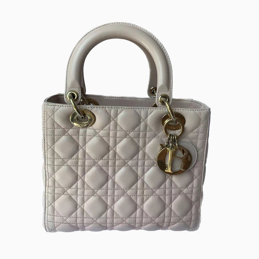 Sold Lady Dior Pink Cannage Leather Medium-Luxbags