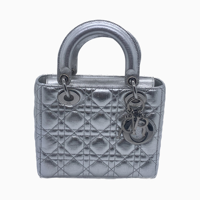 Sold Lady Dior ABCdior Small Silver Cannage Lambskin Handbag 29-MA-0157-Luxbags