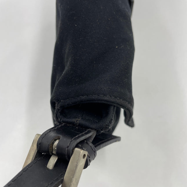 FENDI Baguette Vintage Black Cloth Silver Hardware