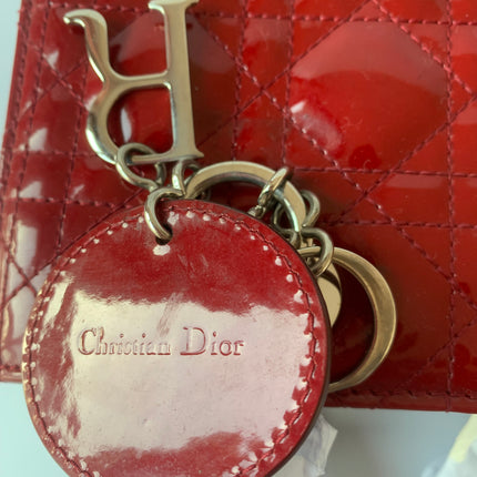 Sold Lady Dior Medium Bag Red Patent Leather
