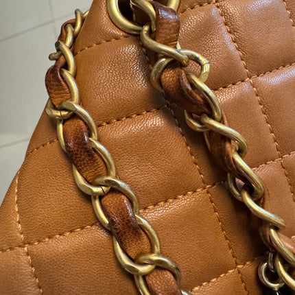 Chanel Seasonal Flap Medium Caramel Tan Brown Leather Valentine Marine Charms