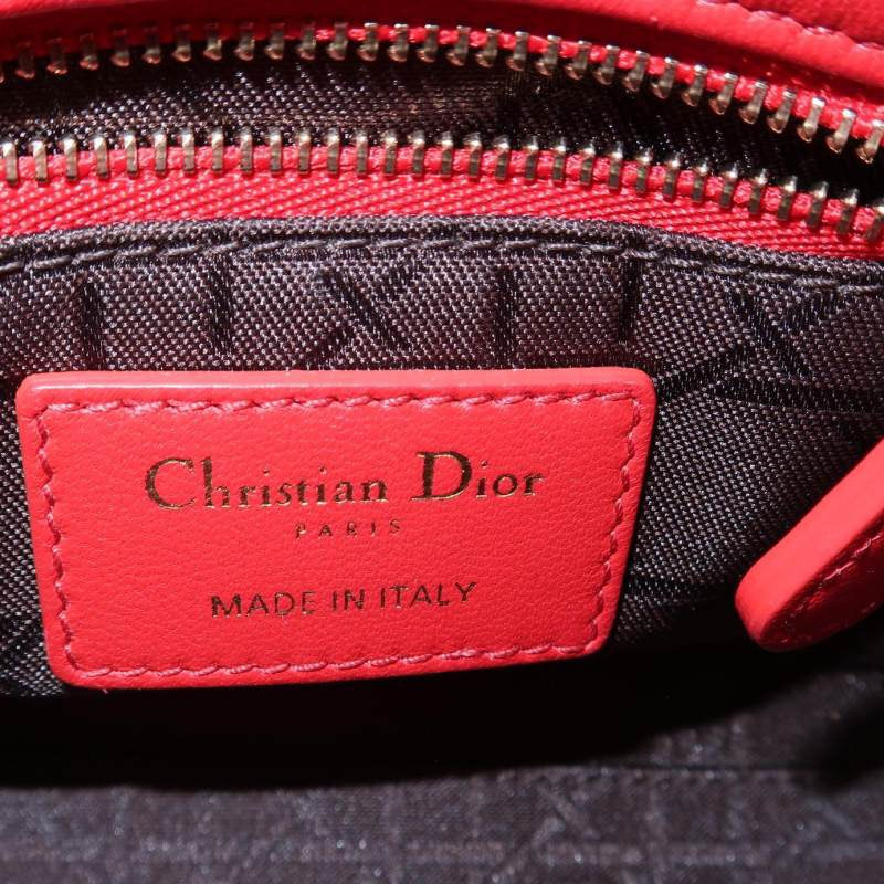 Lady Dior Mini Red Lambskin Leather Gold HW Chain Strap Luxbags
