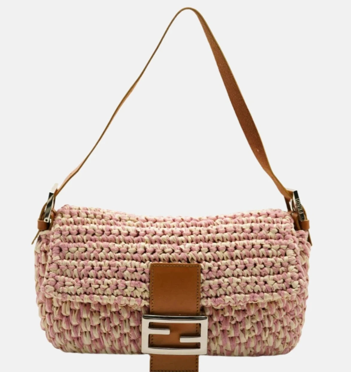 Fendi Baguette Raffia Straw Multicolor Shoulder Bag-Luxbags