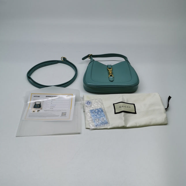Gucci Jackie 1961 Mini Blue Leather Bag with Adjustable Strap