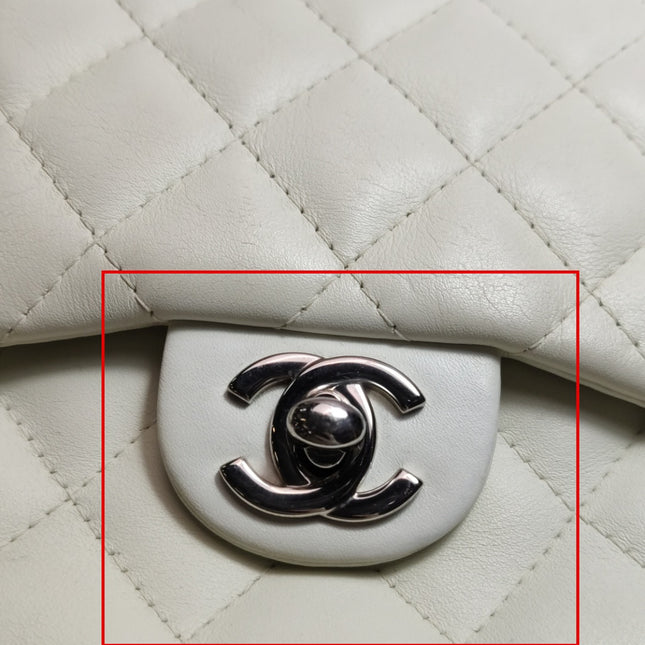 Chanel Cambon Multi-pocket Ligne Reporter Bag Large White Calfskin Leather