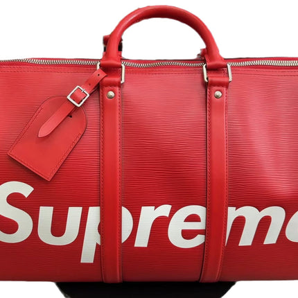Sold Louis Vuitton x Supreme Keepall Bandouliere Size 45 Red Epi Leather Supreme