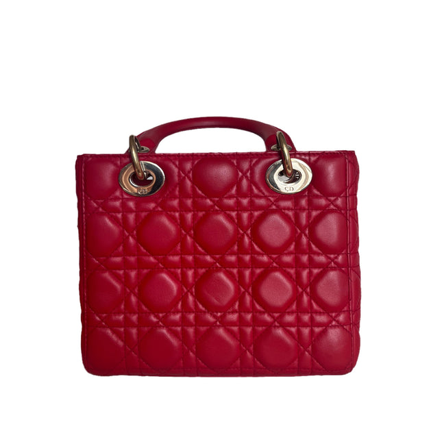 Sold Lady Dior Small My Abcdior Red Lambskin Cannage Leather
