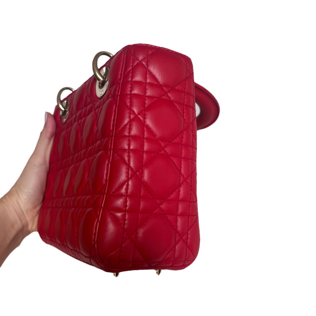 Sold Lady Dior Small My Abcdior Red Lambskin Cannage Leather