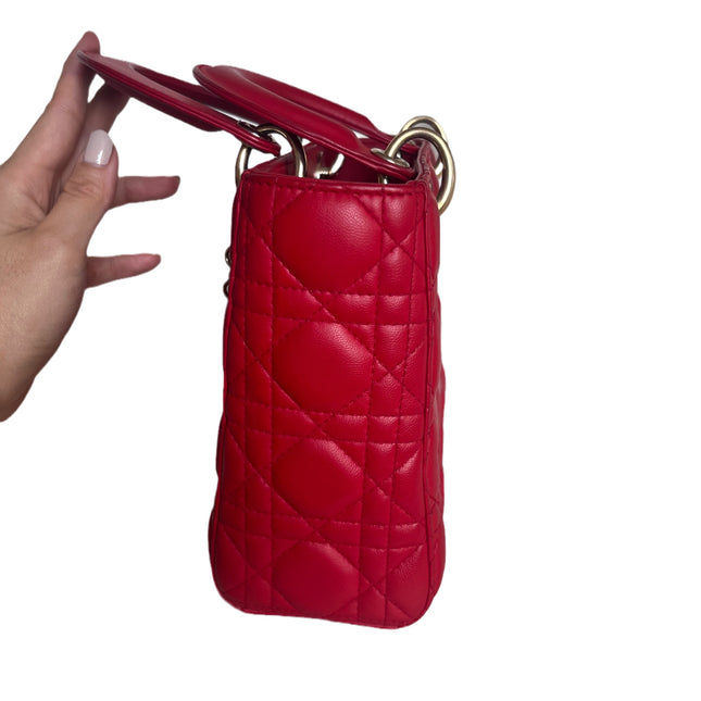 Sold Lady Dior Small My Abcdior Red Lambskin Cannage Leather