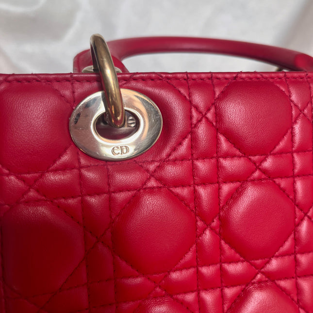 Sold Lady Dior Small My Abcdior Red Lambskin Cannage Leather
