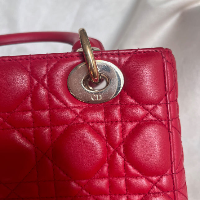 Sold Lady Dior Small My Abcdior Red Lambskin Cannage Leather