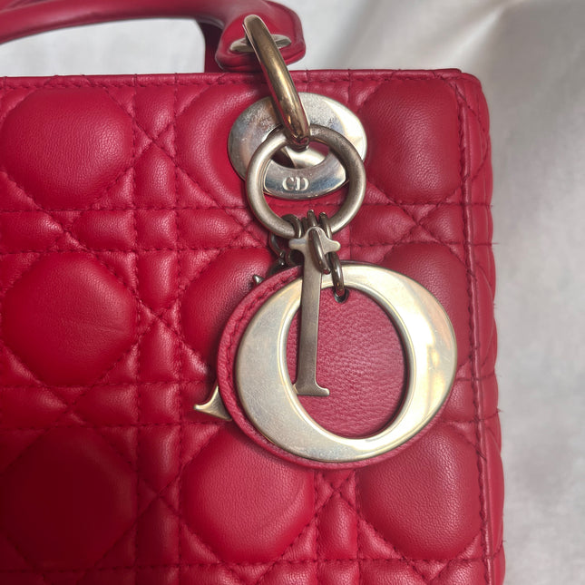 Sold Lady Dior Small My Abcdior Red Lambskin Cannage Leather