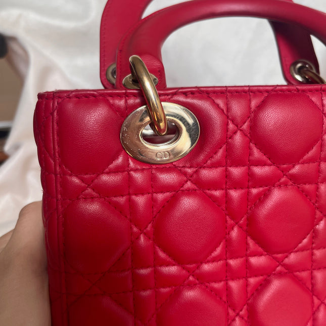 Sold Lady Dior Small My Abcdior Red Lambskin Cannage Leather
