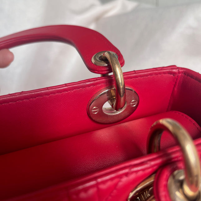 Sold Lady Dior Small My Abcdior Red Lambskin Cannage Leather