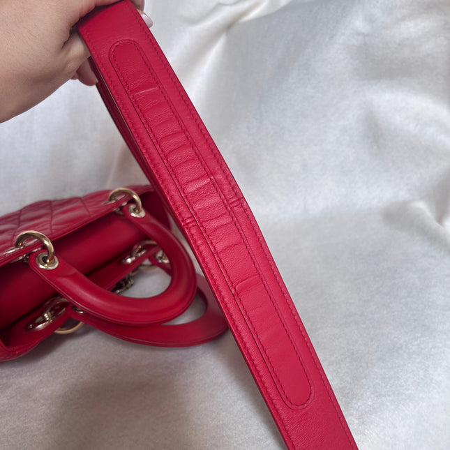 Sold Lady Dior Small My Abcdior Red Lambskin Cannage Leather