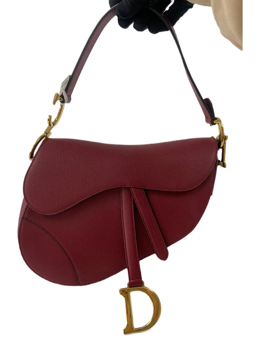 Dior Saddle Red Medium Grained Leather Shoulder Bag-Luxbags