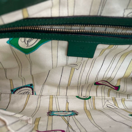 Gucci Jackie Vintage Large Green Suede and Snake-skin Leather Gold Hardware