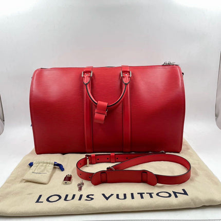 Sold Louis Vuitton x Supreme Keepall Bandouliere Size 45 Red Epi Leather Supreme