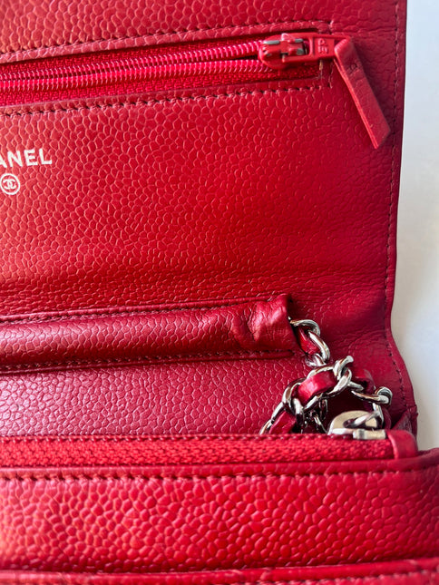 Sold Chanel Wallet on Chain Classic Flap Red Caviar Leather
