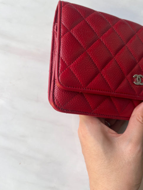 Sold Chanel Wallet on Chain Classic Flap Red Caviar Leather