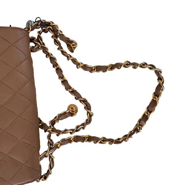 Chanel Classic Flap Mini Vintage Beige Lambskin Leather Adjustable Gold-tone Chain