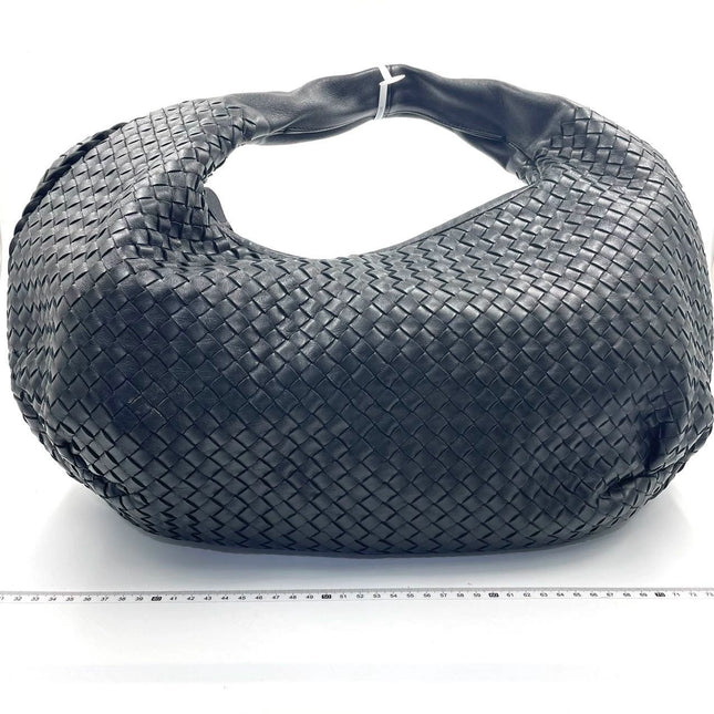 Sold Bottega Veneta Black Belly Hobo Intrecciato Nappa Leather Handbag Large