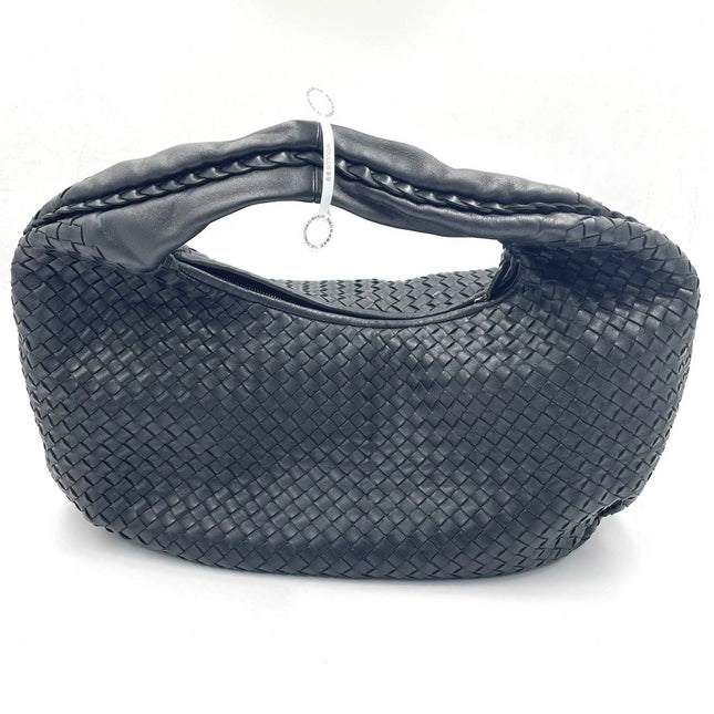 Sold Bottega Veneta Black Belly Hobo Intrecciato Nappa Leather Handbag Large