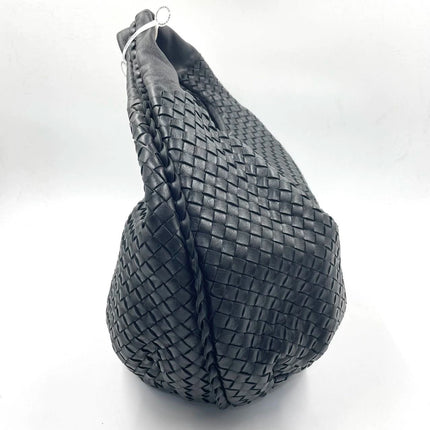 Sold Bottega Veneta Black Belly Hobo Intrecciato Nappa Leather Handbag Large