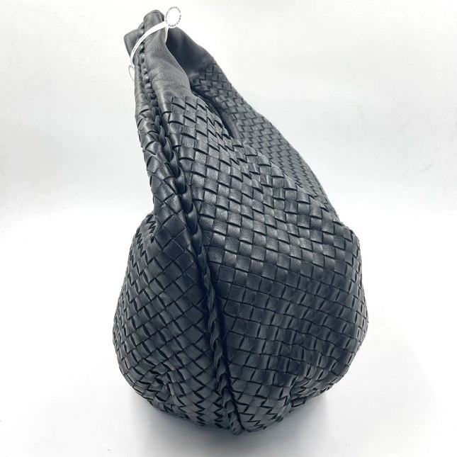 Sold Bottega Veneta Black Belly Hobo Intrecciato Nappa Leather Handbag Large