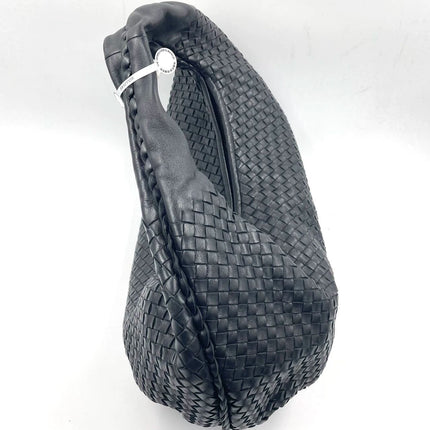 Sold Bottega Veneta Black Belly Hobo Intrecciato Nappa Leather Handbag Large