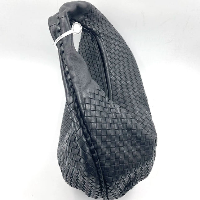 Sold Bottega Veneta Black Belly Hobo Intrecciato Nappa Leather Handbag Large