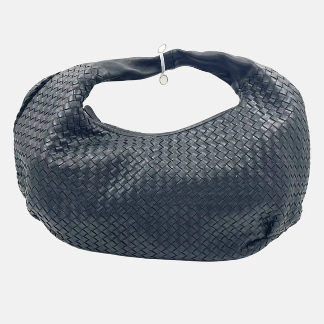 Sold Bottega Veneta Black Belly Hobo Intrecciato Nappa Leather Handbag Large-Luxbags