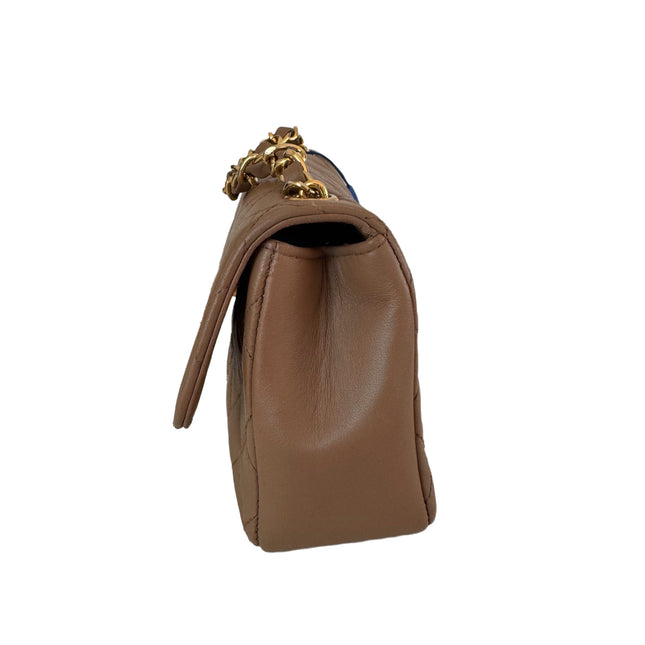 Chanel Classic Flap Mini Vintage Beige Lambskin Leather Adjustable Gold-tone Chain