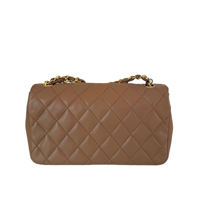 Chanel Classic Flap Mini Vintage Beige Lambskin Leather Adjustable Gold-tone Chain