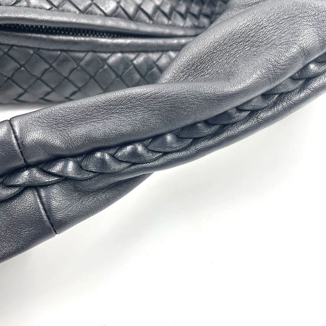 Sold Bottega Veneta Black Belly Hobo Intrecciato Nappa Leather Handbag Large