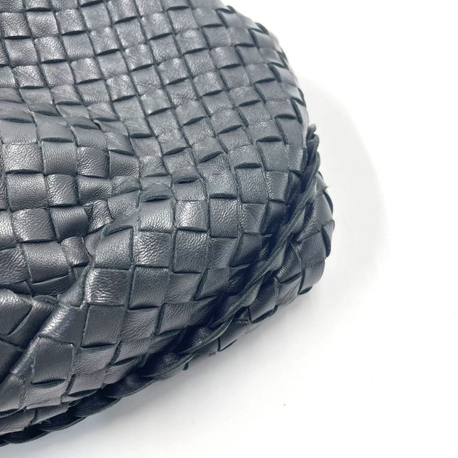 Sold Bottega Veneta Black Belly Hobo Intrecciato Nappa Leather Handbag Large