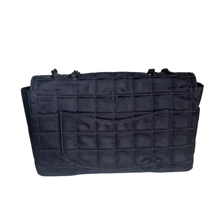 Sold Chanel So Black Canvas Classic Flap 2002 Ice Cube Chocolate Bar Shoulder Bag Black Hardware