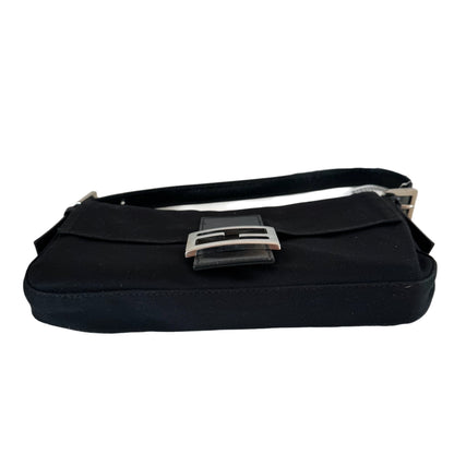 FENDI Baguette Vintage Black Cloth Silver Hardware