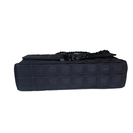 Sold Chanel So Black Canvas Classic Flap 2002 Ice Cube Chocolate Bar Shoulder Bag Black Hardware