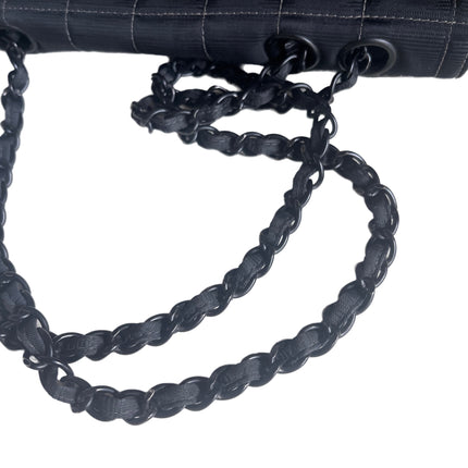Sold Chanel So Black Canvas Classic Flap 2002 Ice Cube Chocolate Bar Shoulder Bag Black Hardware