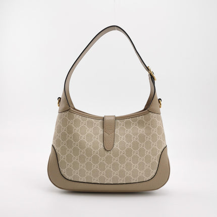 Gucci Jackie 1961 Small Cream Beige Monogram Canvas and Leather Bag