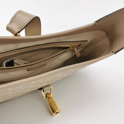 Gucci Jackie 1961 Small Cream Beige Monogram Canvas and Leather Bag