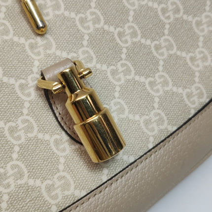 Gucci Jackie 1961 Small Cream Beige Monogram Canvas and Leather Bag