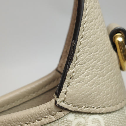 Gucci Jackie 1961 Small Cream Beige Monogram Canvas and Leather Bag