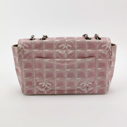 Chanel Pink Medium Canvas Ice Cube Classic Flap 2000-2002 Travel Line Shoulder Bag