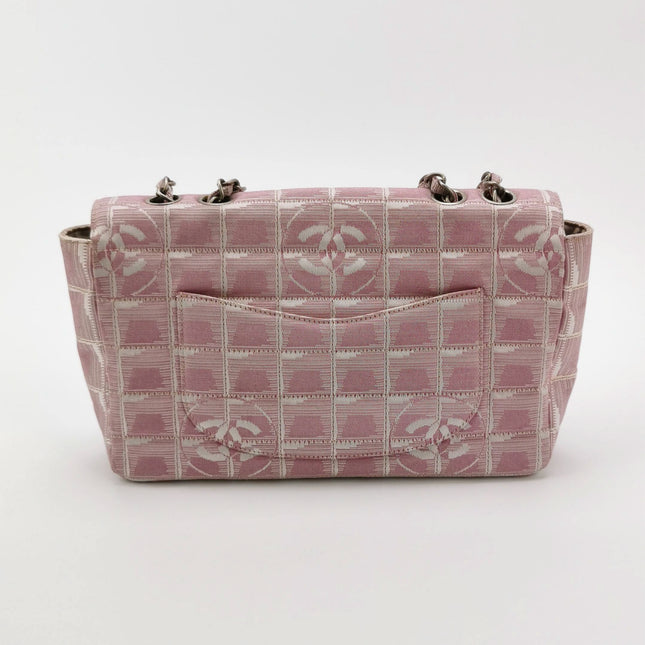 Chanel Pink Medium Canvas Ice Cube Classic Flap 2000-2002 Travel Line Shoulder Bag